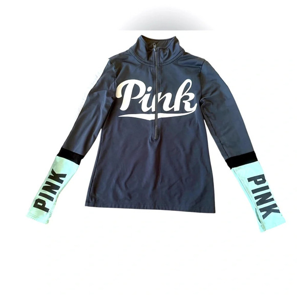 PINK Victoria's Secret Tops - Victoria’s Secret PINK Gray 1/2 Zip Pullover Athletic Top Colorblock Size XS